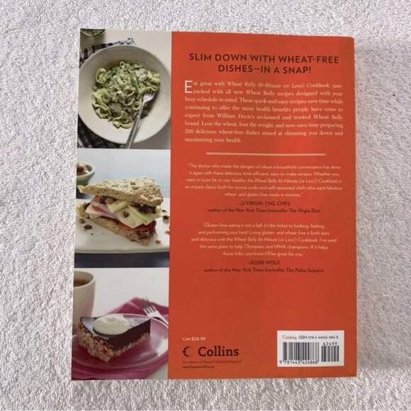 Collins Wheat Belly 30 Min Or Less Cookbook William Davis MD - Picture 2 of 2